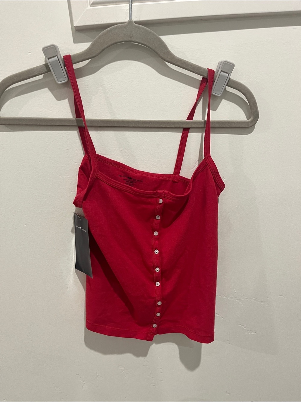Brandy Melville Red Button-Front Spaghetti Strap Cami
